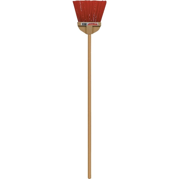 Bruske 9 In. W. x 37 In. L. Wood Handle Flared Lobby Household Broom, Brown Bristles 5419-12 - main